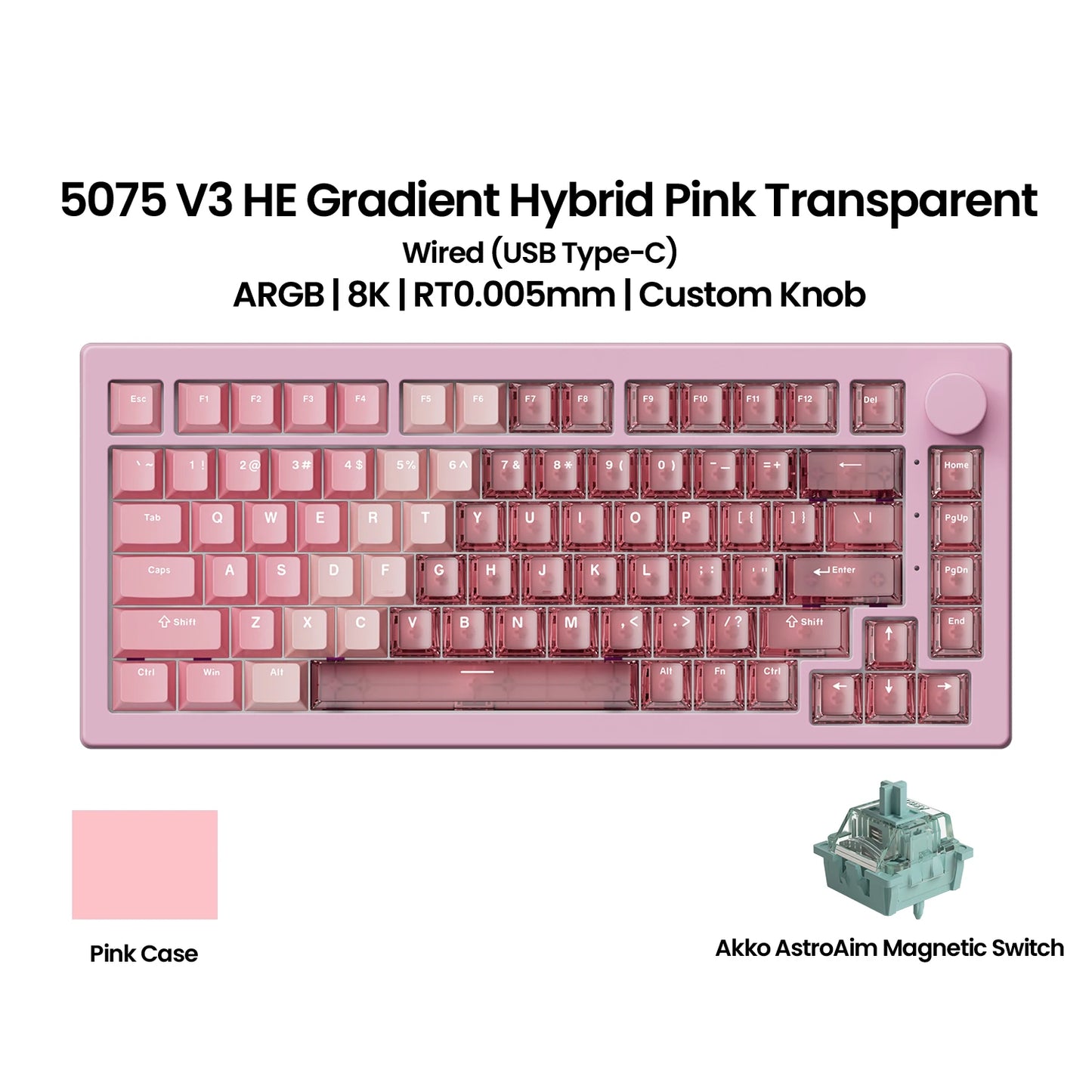 Akko 5075 V3 HE Magnetic Keyboard 75%  Custom Mechanical Gaming Keyboard Rapid Trigger 0.005mm 8K Polling Rate ARGB