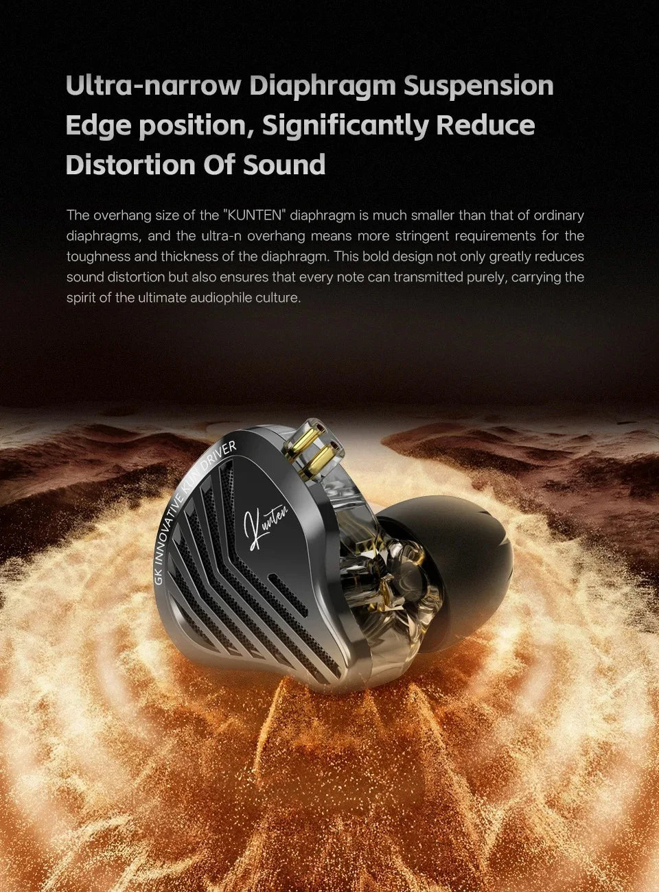 KZ GK Kunten HiFi IEM Earphones 1DD Dynamic Driver In-Ear Earbuds with 2-Pin Detachable Cable, Metal Audiophile Gaming Headset