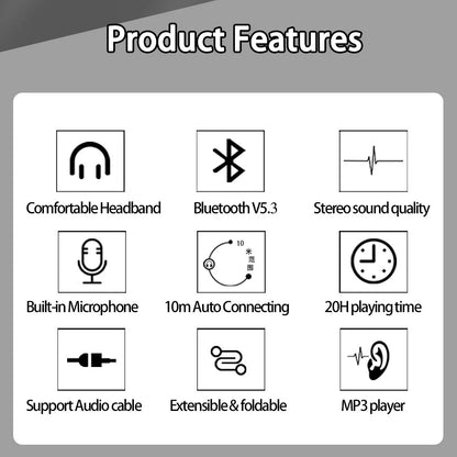 CATASSU Gold Bluetooth Wireless Headphones with Microphone, Stereo Headset, Bluetooth 5.3 Earphones, 40mm HiFi Sound, Foldable Headphones for Android & iOS