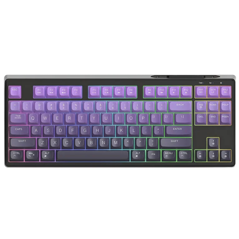 Free Wolf M87 75% Wireless Gaming Keyboard - Silent Switches, Rainbow Backlit, BT/2.4G, PBT Gradient Keycaps, Compact Design