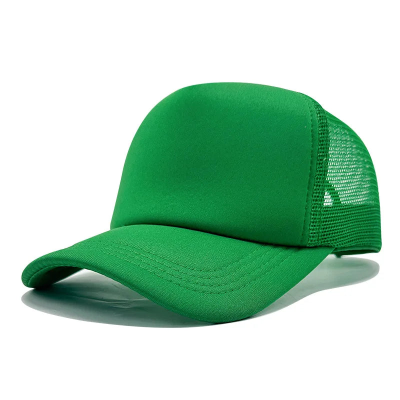Sponge Mesh Baseball Cap - Unisex Solid Color Trucker Hat Adjustable UV Protection Fashion Breathable Snapback Sun Hat