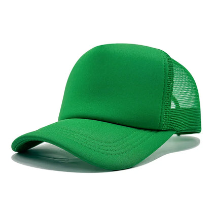 Sponge Mesh Baseball Cap - Unisex Solid Color Trucker Hat Adjustable UV Protection Fashion Breathable Snapback Sun Hat