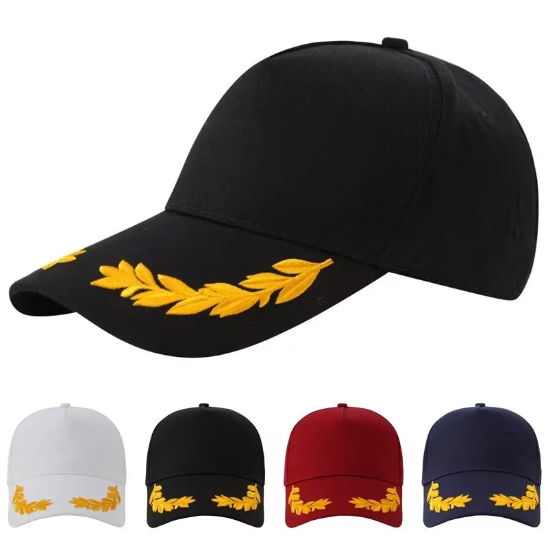 Wheat Stitch Baseball Cap -6-Panel Cotton Sun Hat with Brass Buckle Adjustable Outdoor Fashion Snapback Trendy Unisex Peaked Cap