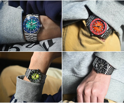 San Martin 40mm Enamel Spiral Dial Integrated Bracelet Men Diver Watch Miyota 9015 Automatic Mechanical Waterproof 200m SN0148