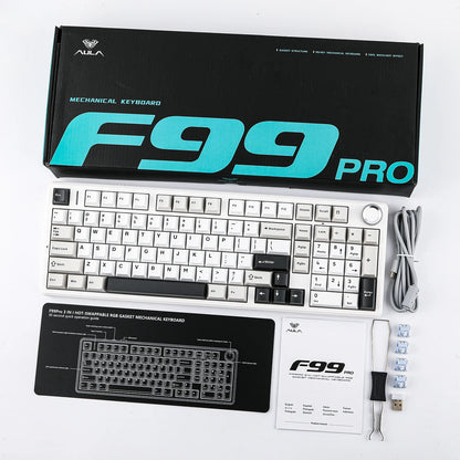 AULA F99 PRO 96% Layout Hot-Swappable Gasket-Mounted Wired/Bluetooth/2.4GHz Wireless Mechanical Keyboard for Mac/Win