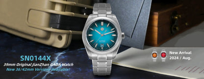 San Martin 39mm Miyota 90S5 Enamel Dial GADA Wristwatch Automatic Mechanical Sapphire BGW-X1 10Bar 5-Link Bracelet  SN0144CG-7