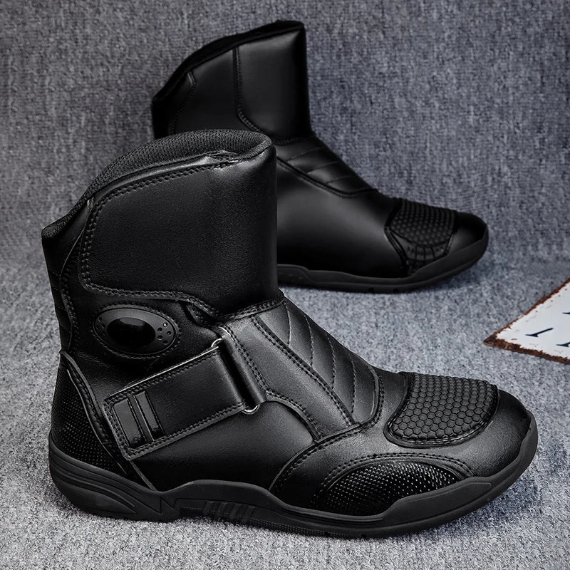 2025 New Men's Motorcycle Boots Outdoors Waterproof Safety Protection Motorcycle Shoes High Quality PU Leather Men Motos Boot