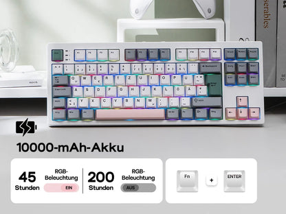 EPOMAKER TH87 ISO-DE Tenkeyless TKL Layout Wired/Bluetooth/2.4 GHz Wireless Mechanical Keyboard with 10000mAh Battery for PC/Mac
