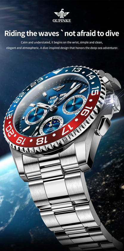 OUPINKE Fashion Mens Watches Top Brand Luxury Business Sport Watch Multifunction Automatic Mechanical Men Clock Waterproof Reloj