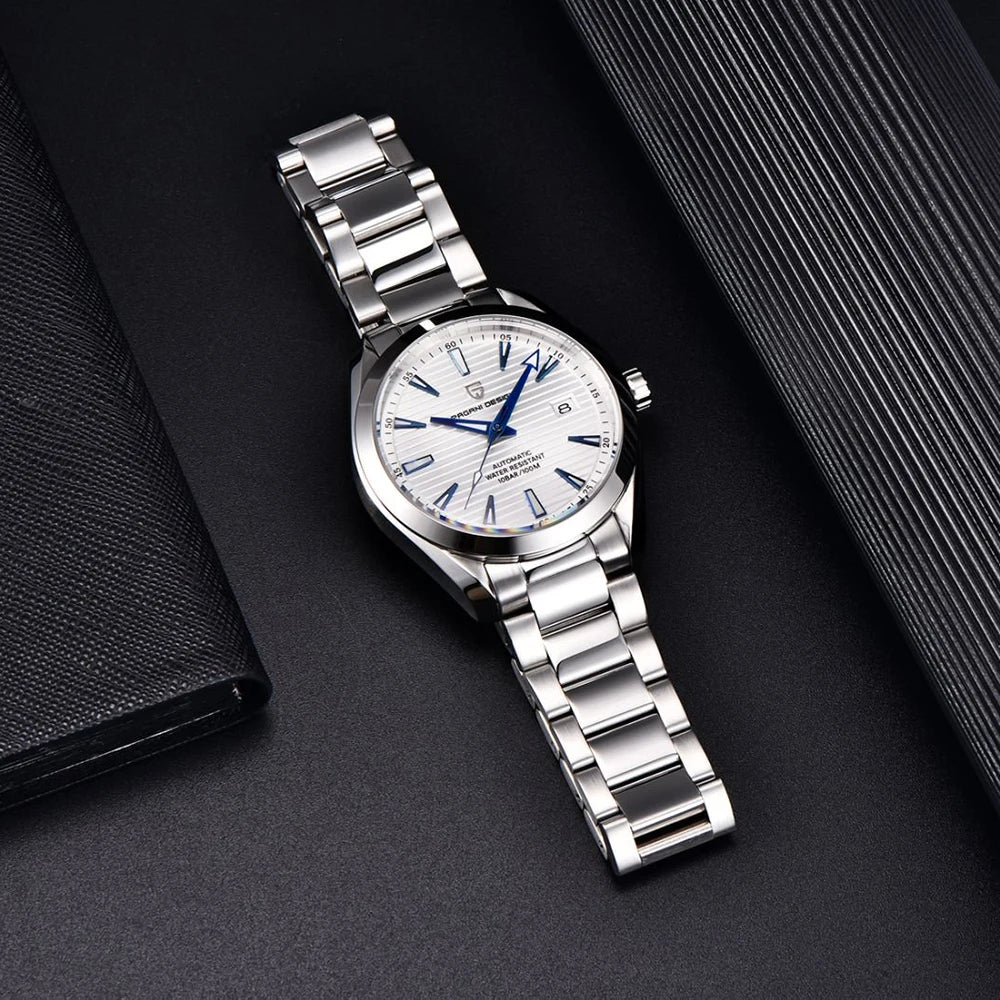 PAGANI DESIGN luxury men’s watch – Mechanical automatic model (calibre 8215), stainless steel, water-resistant, with date display and luminescent hands