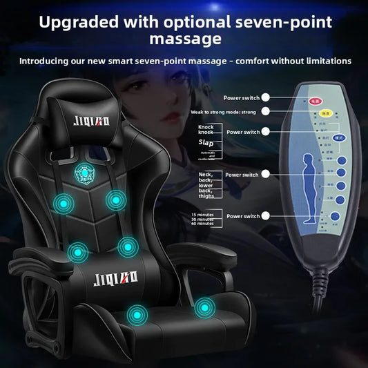 Ergonomic Gaming Chair Reclining Massage Chair with Rotating Design, Comfortable High Elastic Foam Office Gaming Chair for Home Setup