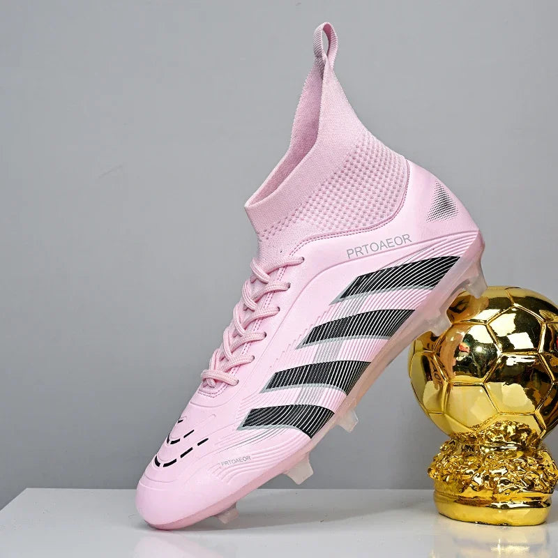 Nouvelles chaussures de football professionnelles pour hommes, crampons de football antidérapants TF/FG, baskets pour garçons, chaussures de sport confortables à la cheville, unisexes