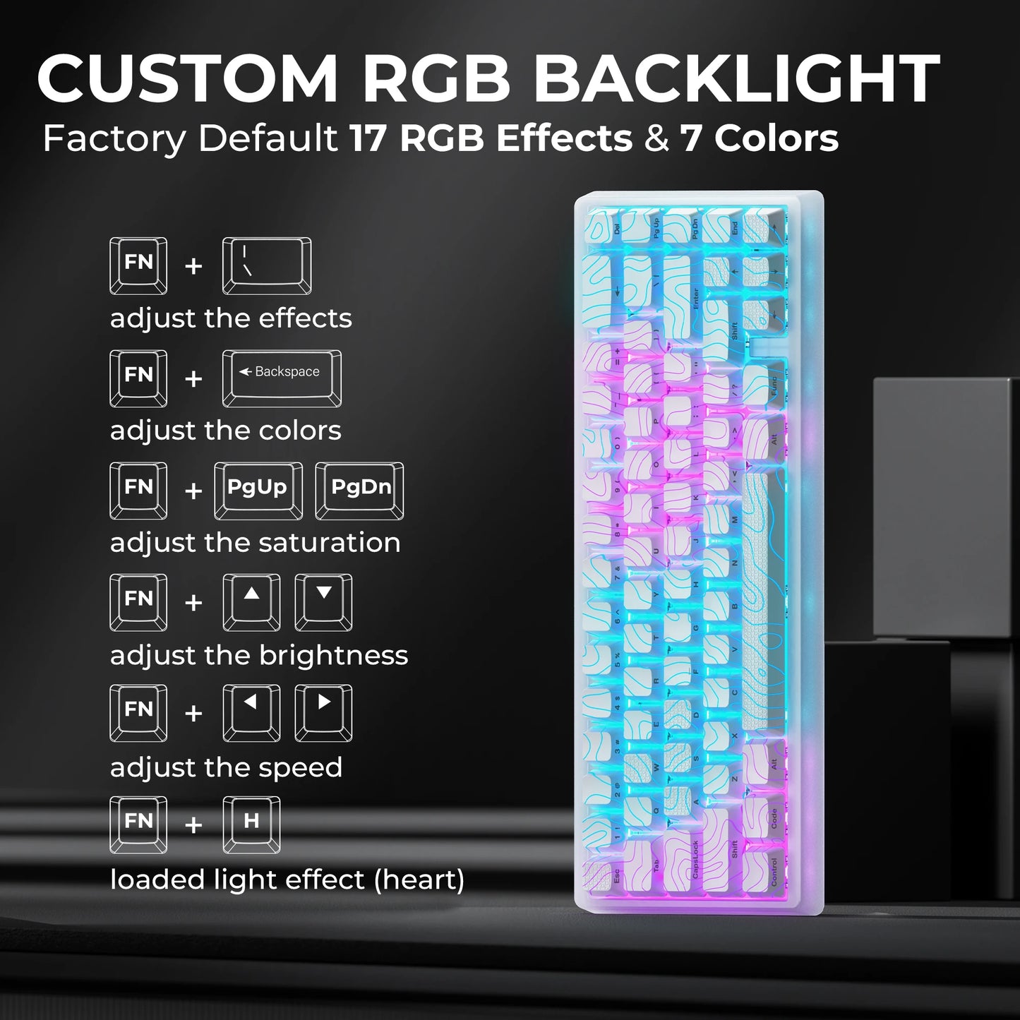 XVX M67 JadeStone Mechanical Keyboard 65% Tri-Mode Wireless Keyboard, Hot Swappable RGB Mechanical Keyboard with IMD Keycaps, Gasket Mount Gaming Keyboard