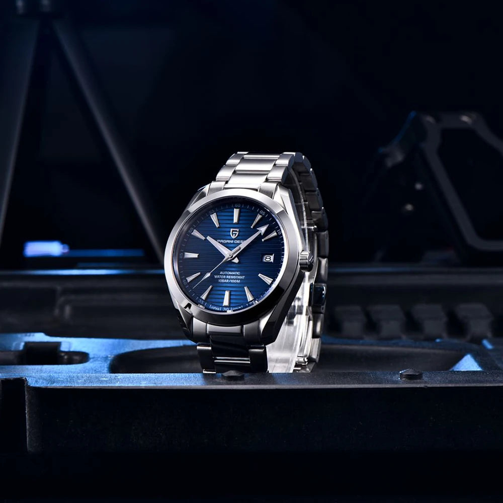 PAGANI DESIGN luxury men’s watch – Mechanical automatic model (calibre 8215), stainless steel, water-resistant, with date display and luminescent hands