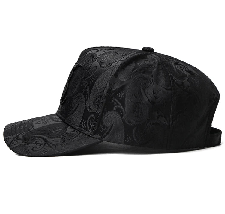2024 Fashion Embroidery High top Baseball Cap Men's cashew print outdoor casual Cap face Trim four seasons