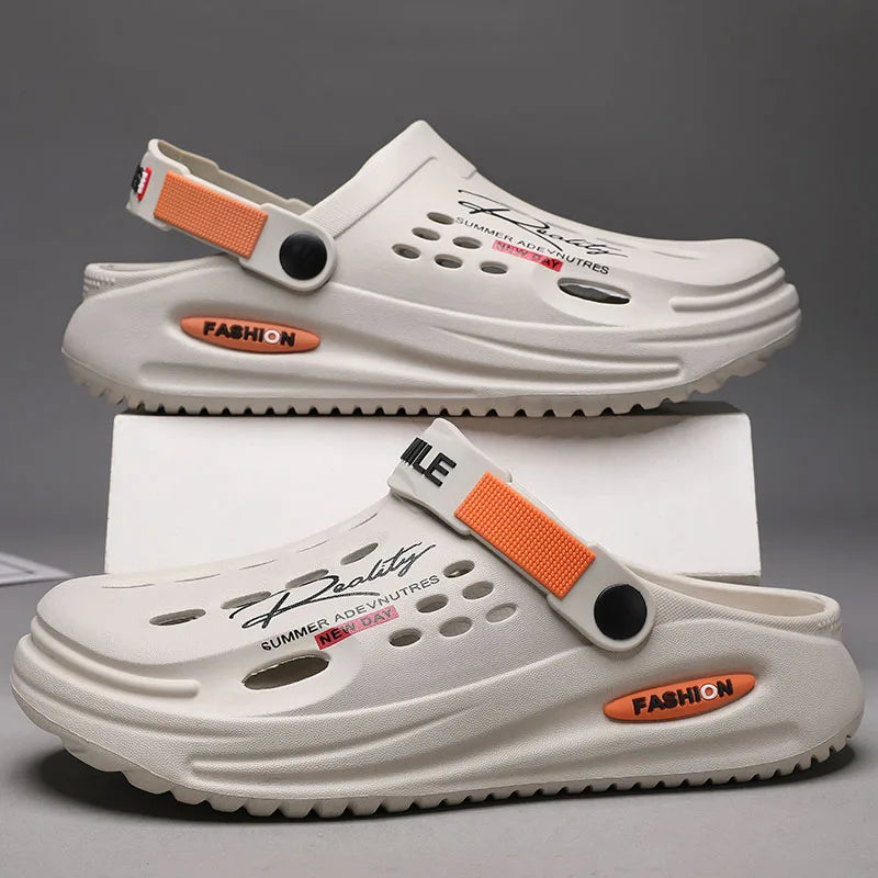 Sandales d'été pour hommes, pantoufles décontractées massantes, claquettes antidérapantes, sandales pour hommes, chaussures de plage à trous pour intérieur et extérieur, grandes tailles