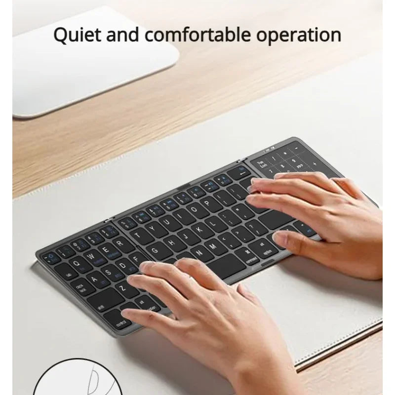 New Three-Fold Folding Bluetooth Keyboard With Touchpad Portable Foldable Keyboard For PC Mac Smartphone IPad