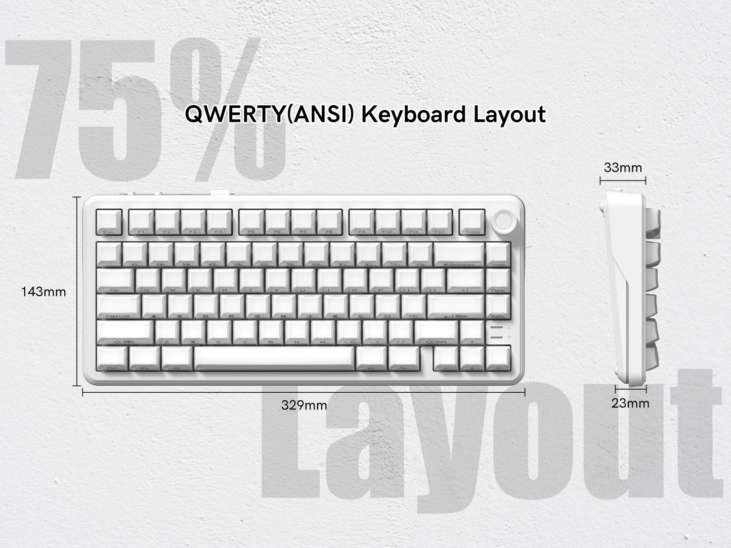 Womier L75 White Crystal Wireless Gaming Keyboard Tri-Modes Hot-Swappable Customized RGB Backlight Mechanical Keyboard Gasket