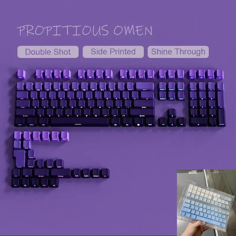 Neue Keycaps für 60/64/84/98/108 Gaming-Mechaniktastaturen mit MX-Switches, 135 Tasten, OEM PBT, seitlich graviert, Farbverlauf in Rot und Schwarz