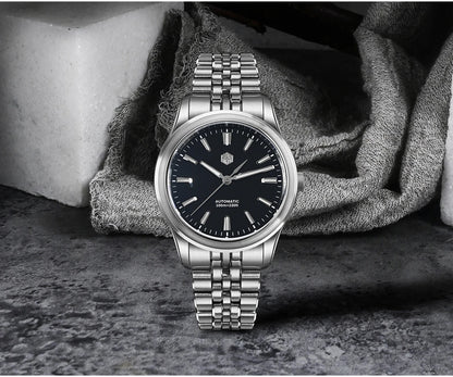 San Martin 39mm Miyota 90S5 Enamel Dial GADA Wristwatch Automatic Mechanical Sapphire BGW-X1 10Bar 5-Link Bracelet  SN0144CG-7