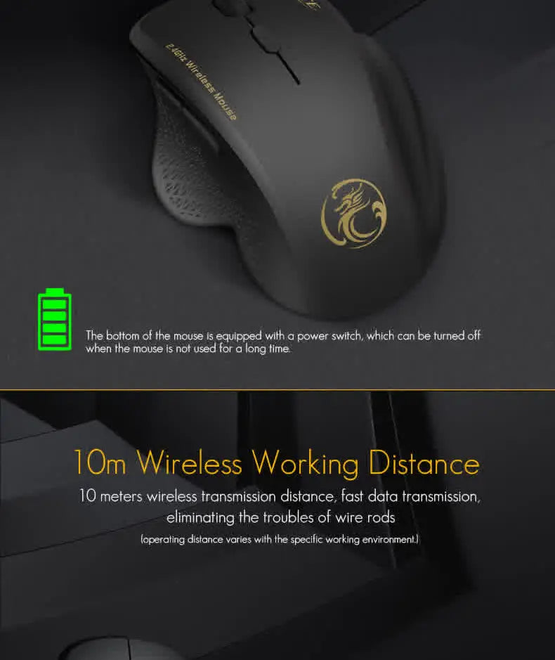 Wireless Gaming Mouse 2.4GHz Ergonomic Optical Mouse with USB Receiver, 1600 DPI Wireless Gaming Mouse for Laptop, PC & Desktop