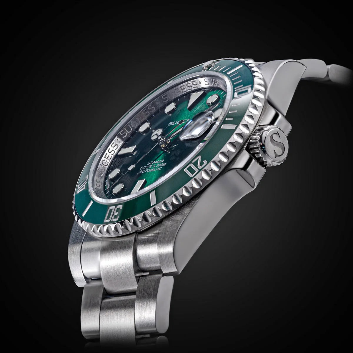 Sugess Men of Watch Automatic Mechanical ST2130 Movement Wristwatches 200M Water Resistant Sapphire Crystal Adjust Clasp S421