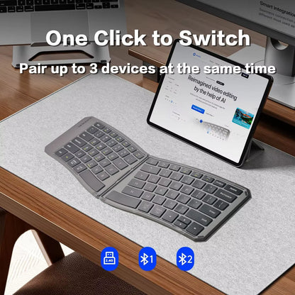 Teclado Bluetooth ergonómico plegable, teclado compacto dividido portátil para viajes de negocios, teclado inalámbrico plegable recargable