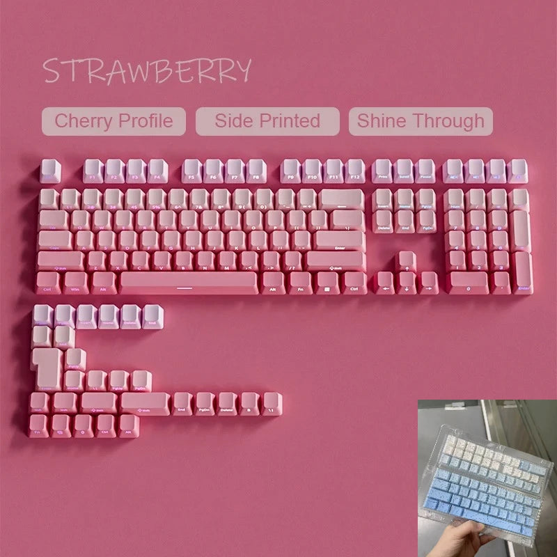 Neue Keycaps für 60/64/84/98/108 Gaming-Mechaniktastaturen mit MX-Switches, 135 Tasten, OEM PBT, seitlich graviert, Farbverlauf in Rot und Schwarz