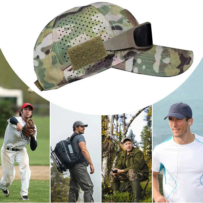 1pcs New Men Camouflage Baseball Cap Breathable Sunscreen Hat Outdoor Sports Hunting Hiking Camping Beach Fishing Sun Hat