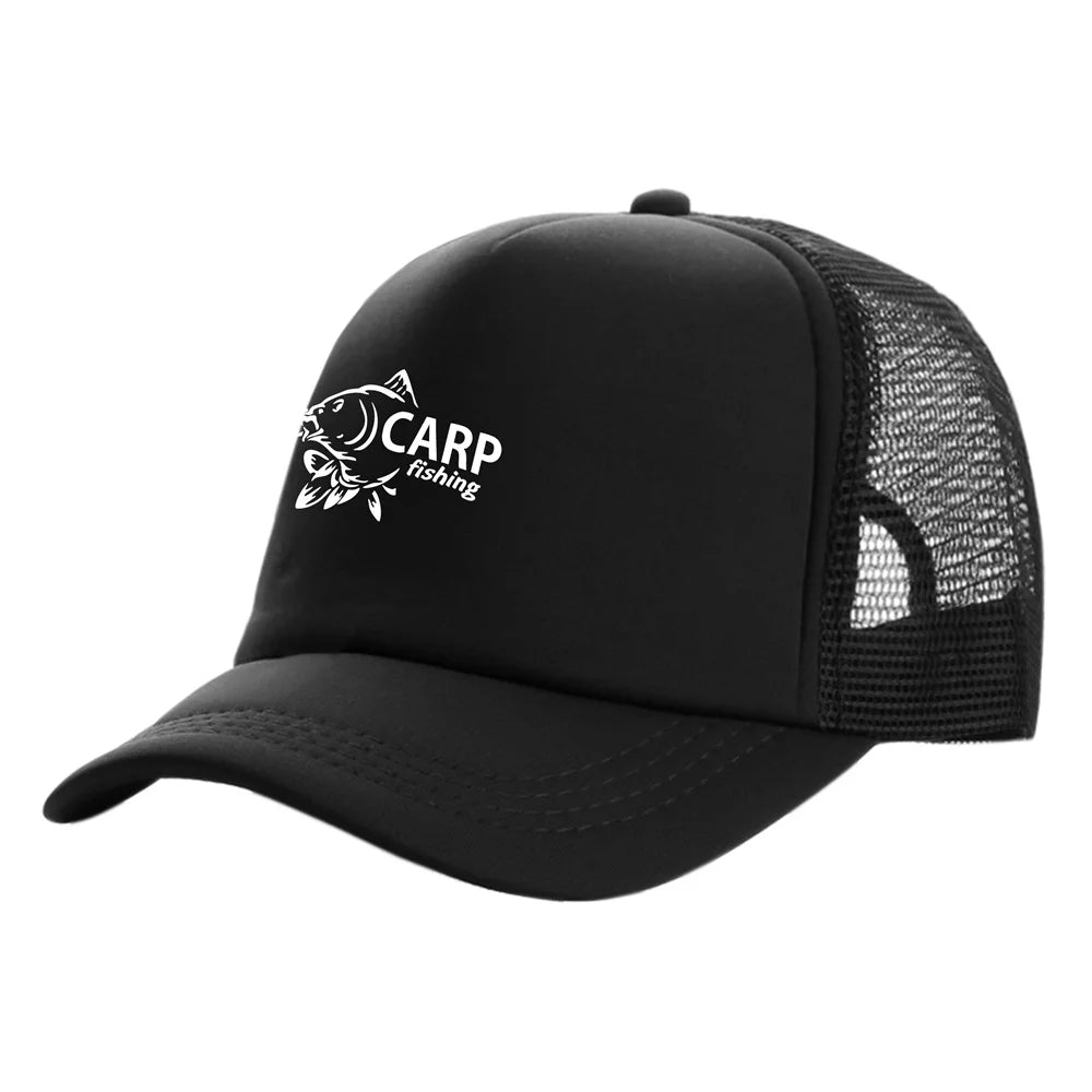 „Carp Fish“ vyriškos „Trucker“ kepurės, juokingos žvejybos motyvais, beisbolo kepurės, vėsios vasarinės unisex kepurės iš tinklelio MZ-169