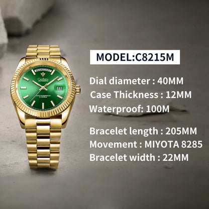 CADISEN DD40 Men's Watches Luxury Automatic Watch Men AR Sapphire Glass Mechanical Wristwatch Men 10Bar MIYOTA 8285 Movement 2023 New