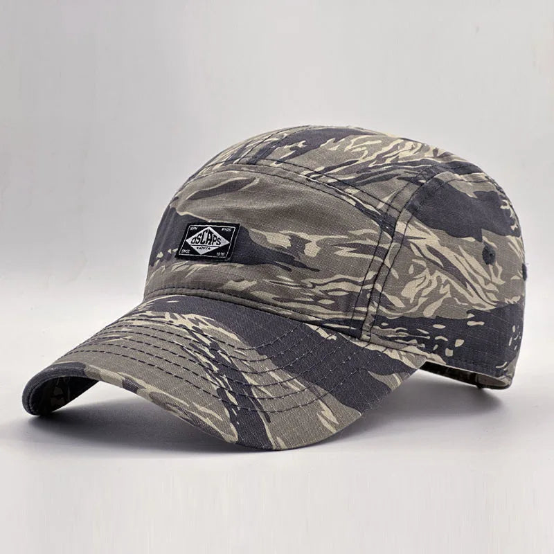 Workwear Style Camo Short Brim Baseball Cap for Men Women, Trendy Unisex Outdoor Sun Protection Peak Hat