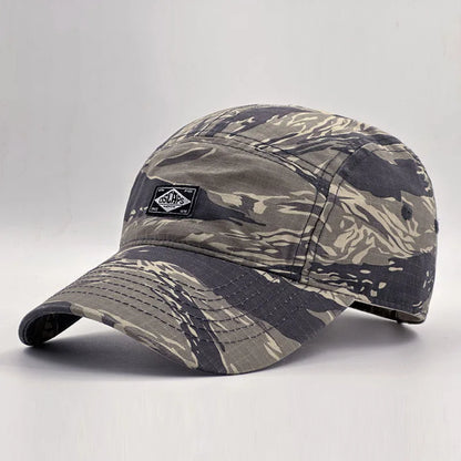 Workwear Style Camo Short Brim Baseball Cap for Men Women, Trendy Unisex Outdoor Sun Protection Peak Hat