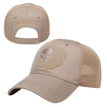 2024 New Summer Camouflage Skull Baseball Mesh Cap Adjustable Airsoft Outdoor Tactical Hiking Casquette Hats For Men Women