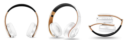 CATASSU Gold Bluetooth Wireless Headphones with Microphone, Stereo Headset, Bluetooth 5.3 Earphones, 40mm HiFi Sound, Foldable Headphones for Android & iOS