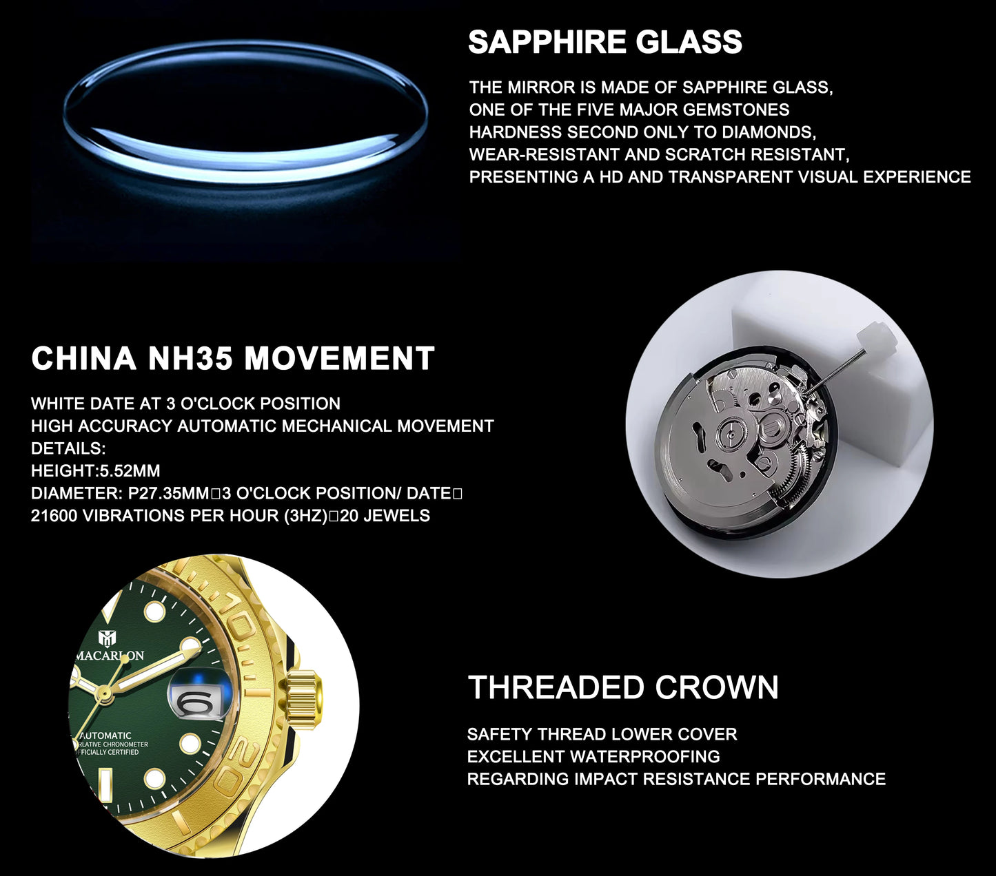 2026 MACARLON Design New Yacht series Mechanical Watch Men Carbon fiber ring mouth sapphire Stainless steel Waterproof Watch TOP