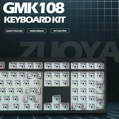 GMK108 Mechanical Keyboard Kit Hot-swappable Bluetooth 2.4G Wireless RGB Backlit Gasket Structure Support for VIA/QMK