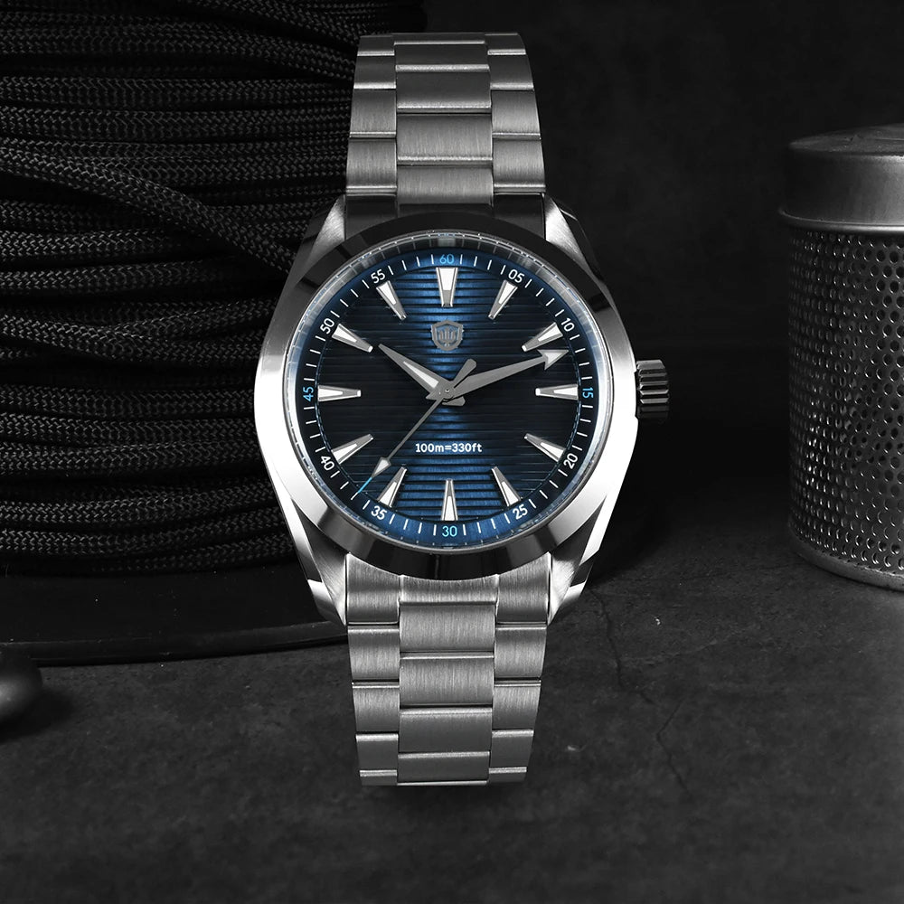 Hodinky Watchdives WD0006, stroj VH31 s plynulým chodem sekundové ručky, vypouklé safírové sklo, luminiscenční povlak BGW9, vodotěsnost 10 barů, 38 mm, vintage styl