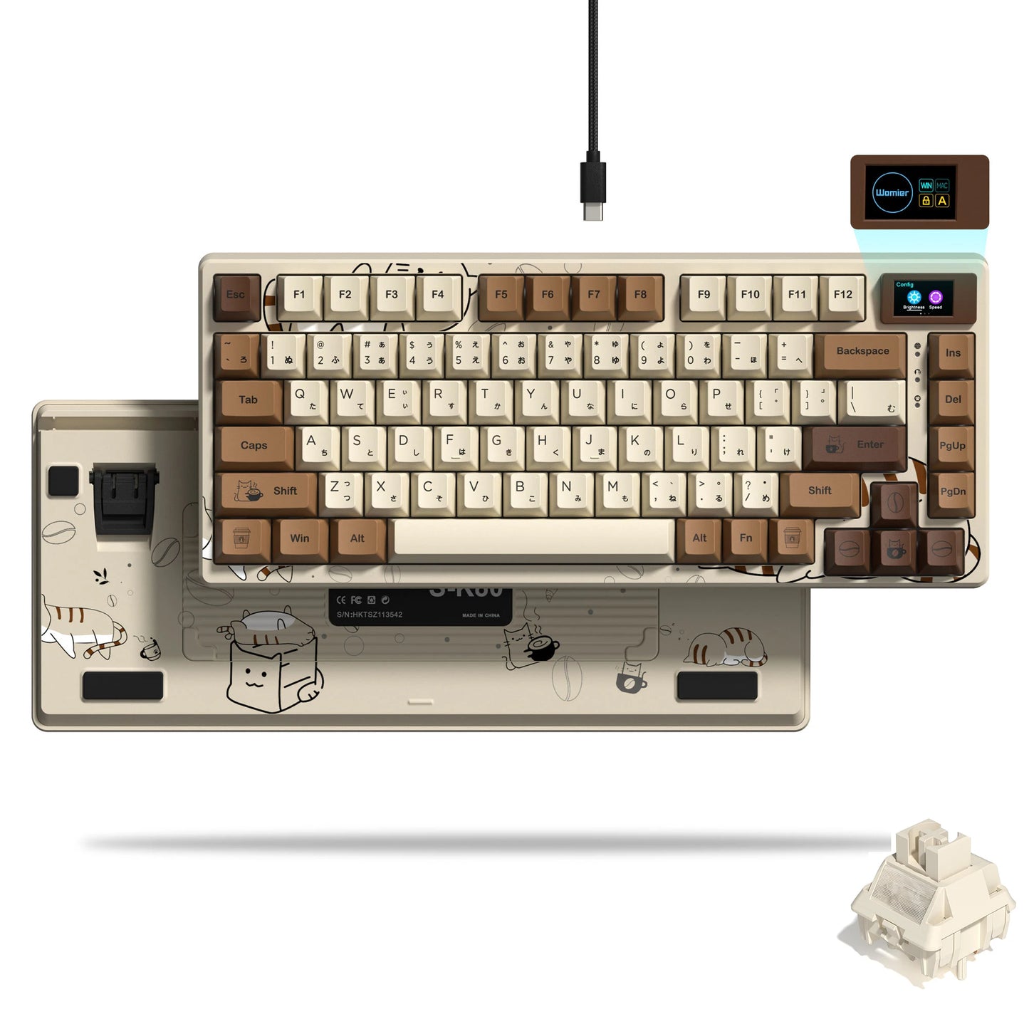Womier S-K80 75% Keyboard with Color OLED Display Mechanical Gaming Keyboard Hot Swap Keyboard Gasket Mount RGB Custom Keyboard