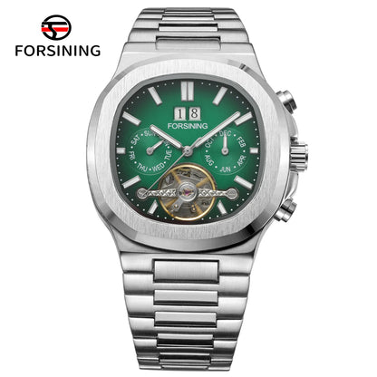 Forsining 481 Man New Tourbillon  Brands Watch Week Date Automatic Movement Mechanical Watches Stainless Steel Waterproof Clock