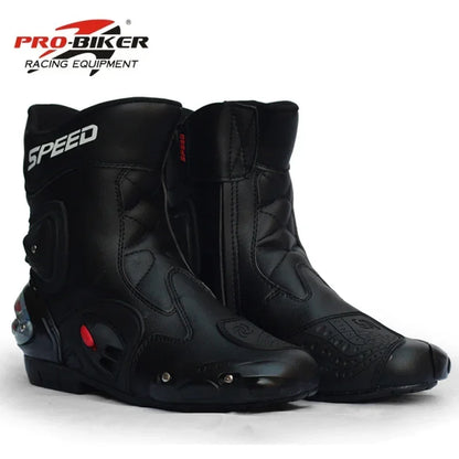 Pro-Biker Premium Motorcycle Racing Shoes for Men & Women - Leather Racing Boots for Speed Biking, Motocross & Off-Road Riding