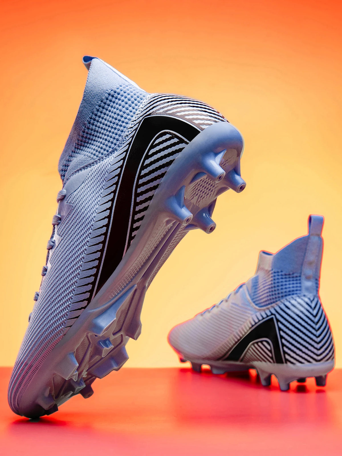 Chaussures de football pour adultes débutants AG FG, tige extensible en PU, coussin en TPU, crampons longs antidérapants, durables, pour entraînement sur gazon, niveau d'entrée