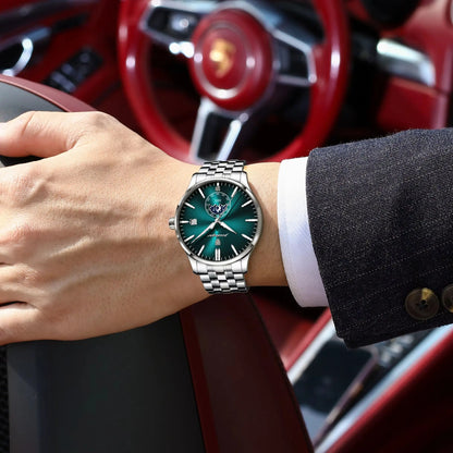 Relógio de luxo para homem POEDAGAR, estilo casual, em aço inoxidável, com movimento de quartzo, à prova de água, luminoso, com data, elegante.