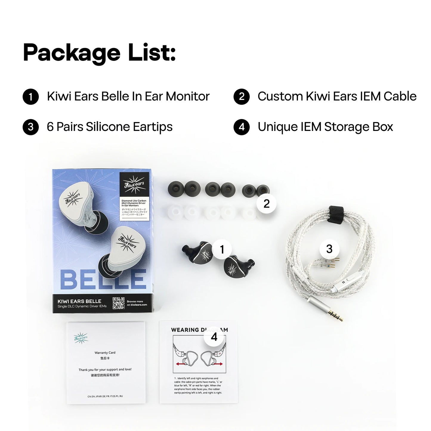 Linsoul Kiwi Ears Belle HiFi Earphones 10mm DLC Dynamic Driver IEM Wired Earbuds, Precision Sound Signature In-Ear Monitor for Audiophile Music & Gaming