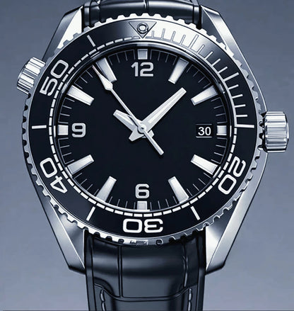 904L Stainless Steel Case, for Men Automatic Mechanical Movement Luxury Watch, Black Blue Leather Ceramic Exquisite Heritage