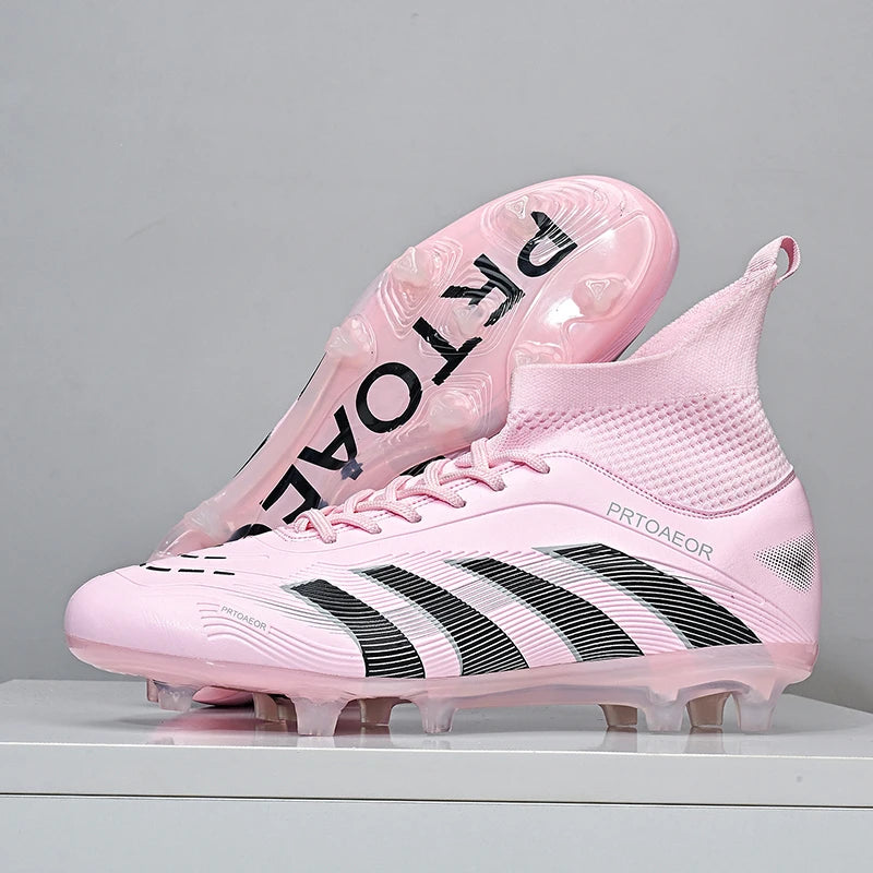 Nouvelles chaussures de football professionnelles pour hommes, crampons de football antidérapants TF/FG, baskets pour garçons, chaussures de sport confortables à la cheville, unisexes