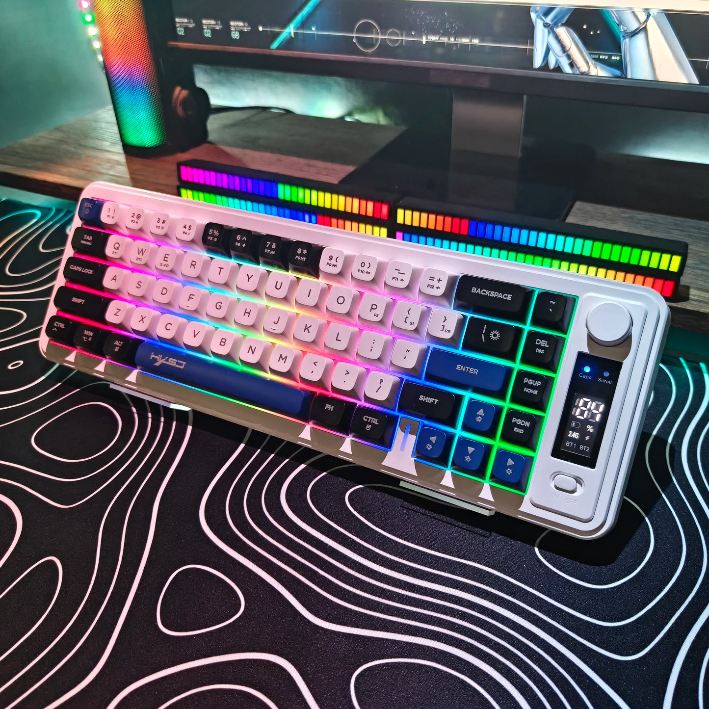 HXSJ L68 81-Key 3-mode wireless gaming keyboard silent Rainbow lighting ergonomic compact wireless membrane keyboard for pc