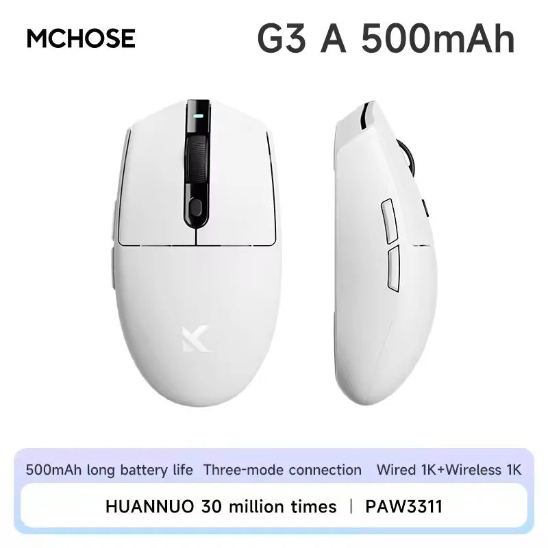 MCHOSE G3 V2 Pro trådløs gamingmus, tri-mode Bluetooth, 800mAh, genopladelig, let, tilpasset ergonomi, esportsmus