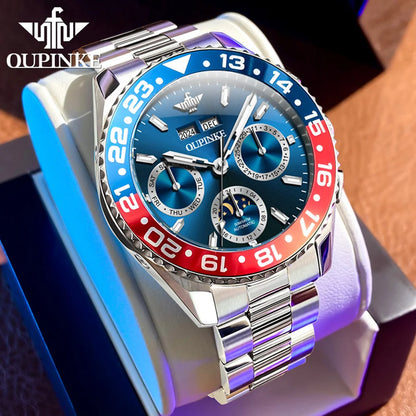 OUPINKE Fashion Mens Watches Top Brand Luxury Business Sport Watch Multifunction Automatic Mechanical Men Clock Waterproof Reloj