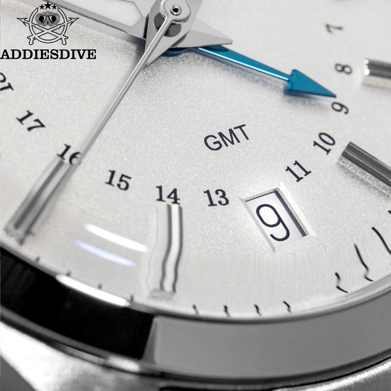ADDIESDIVE 36mm Men's Analog Watch GMT 515-24H Watch BGW9 Luminous 100m Waterproof Stainless Steel Men's Quartz Watches AD2065